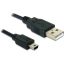 DELOCK kábel USB 2.0 Type-A male > USB 2.0 Mini-B male 1m fekete