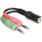 DELOCK Átalakító Headset Stereo jack 1x 3.5mm 4 pin female > 2x 3.5mm 3 pin male (CTIA)