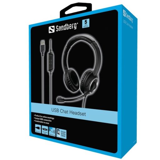 SANDBERG Headset mikrofonnal, USB Chat Headset