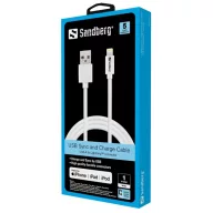 SANDBERG Töltőkábel, USB>Lightning MFI 1m White