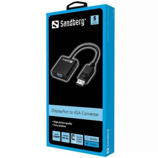 SANDBERG Kijelző konverter, Adapter DisplayPort>VGA
