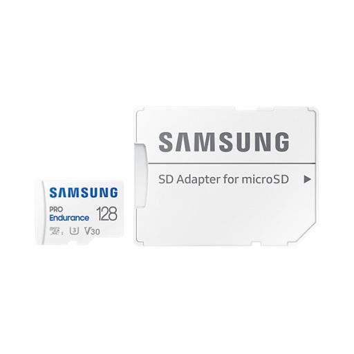 SAMSUNG Memóriakártya, PRO Endurance microSD kártya 128GB, CLASS 10, UHS-I (SDR104), + SD Adapter, R100/W40