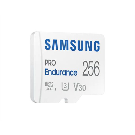 SAMSUNG Memóriakártya, PRO Endurance microSD kártya 256GB, CLASS 10, UHS-I (SDR104), + SD Adapter, R100/W40