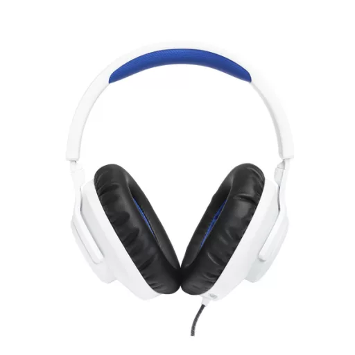 JBL Quantum 100P Console (Vezetékes, gaming fejhallgató levehető mikrofonnal), Fehér/Kék
