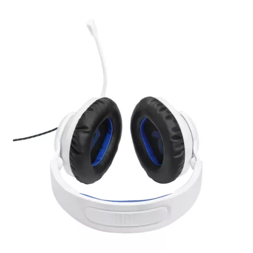 JBL Quantum 100P Console (Vezetékes, gaming fejhallgató levehető mikrofonnal), Fehér/Kék
