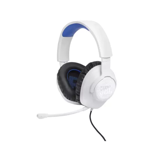 JBL Quantum 100P Console (Vezetékes, gaming fejhallgató levehető mikrofonnal), Fehér/Kék
