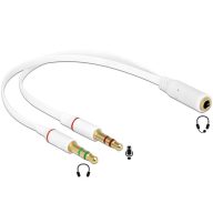  DELOCK Átalakító Headset Stereo jack 1x 3.5mm 4 pin female > 2x 3.5mm 3 pin male (iPhone)