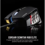   CORSAIR Vezetékes Egér Gaming, SCIMITAR RGB ELITE, 17 programozható gomb, RGB Világítás, 18000dpi, fekete