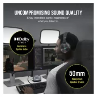   CORSAIR Vezetékes/Vezeték Nélküli Headset, VIRTUOSO RGB WIRELESS XT, Dolby Atmos, fekete