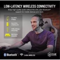   CORSAIR Vezeték Nélküli Headset, HS55 WIRELESS Gaming, 7.1 Hangzás, fekete