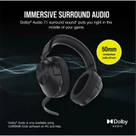   CORSAIR Vezeték Nélküli Headset, HS55 WIRELESS Gaming, 7.1 Hangzás, fekete