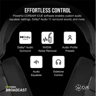   CORSAIR Vezeték Nélküli Headset, HS55 WIRELESS Gaming, 7.1 Hangzás, fekete