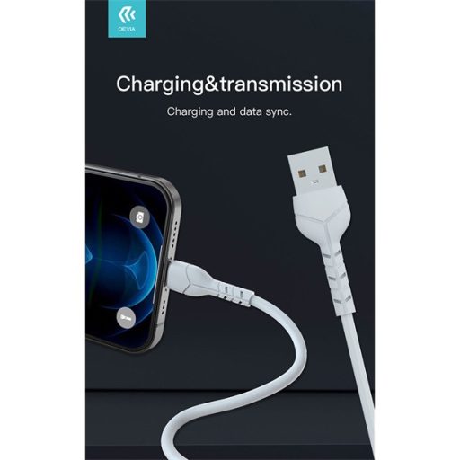 Devia Kintone Cable V2 Series 10W USB - USB-C (USB C) adat- és töltőkábel, fehér, 1m