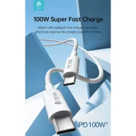   DEVIA USB-C - USB C (Type-C) ADAT ÉS TÖLTŐKÁBEL - SMART SERIES 100W PD, FEHÉR, 1,5m