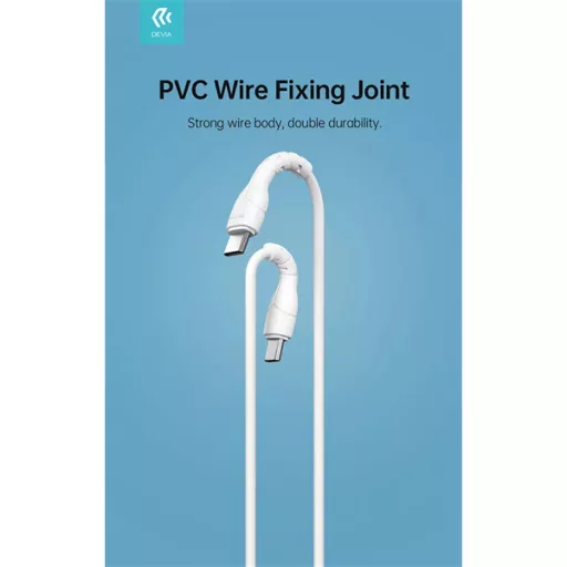DEVIA USB TYPE-C - USB TYPE-C ADAT- ÉS TÖLTŐKÁBEL 1 M-ES VEZETÉKKEL - KINTONE SERIES TYPE-C TO TYPE-C CABLE - 60W, WHITE