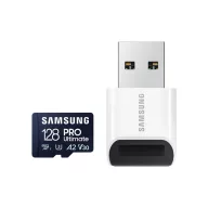   SAMSUNG Memóriakártya, PRO Ultimate microSD with Reader 128GB, Class 10, V30, A2, Grade 3 (U3), R200/W130, +Adapter