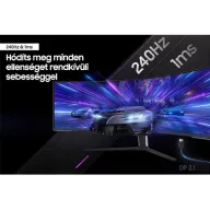   SAMSUNG Ívelt Gaming 240Hz VA monitor 57" G95NC, 7680x2160, 32:9, 420cd/m2, 1ms, 3xHDMI/DP/2xUSB