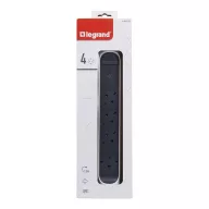   LEGRAND Elosztósor Premium 4x2P+F, túlfeszültség-védelemmel, 1,5 m vezetékkel, fehér/fekete