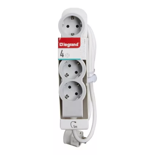 LEGRAND Elosztósor Standard 4x2P+F, 5 m vezetékkel, fehér-szürke