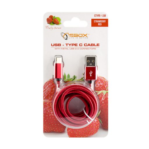 SBOX Kábel, CABLE USB Male -> TYPE-C Male 1.5 m Red
