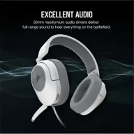   CORSAIR Vezetékes Headset, HS55 Gaming, Ultrakönnyű, Jack dugós, fehér