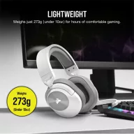   CORSAIR Vezetékes Headset, HS55 Gaming, Ultrakönnyű, Jack dugós, fehér