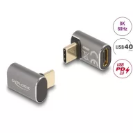   DELOCK Átalakító USB 40 Gbps Type-C male > female PD 3.0 100W 90 fokos 8K 60Hz fém