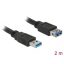DELOCK kábel USB 5 Gbps Type-A male / female hosszabbító 2m fekete
