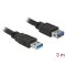 DELOCK kábel USB 5 Gbps Type-A male / female hosszabbító 3m fekete