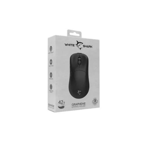 WHITE SHARK GRAPHENE-B, GM-5014B gamer egér,6D, fekete, 6200 dpi, RGB