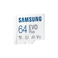   SAMSUNG Memóriakártya, EVO Plus microSDXC kártya, 64GB, UHS-I, U1, V10, A1, + SD Adapter, R160/W
