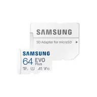   SAMSUNG Memóriakártya, EVO Plus microSDXC kártya, 64GB, UHS-I, U1, V10, A1, + SD Adapter, R160/W