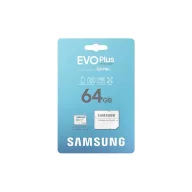   SAMSUNG Memóriakártya, EVO Plus microSDXC kártya, 64GB, UHS-I, U1, V10, A1, + SD Adapter, R160/W