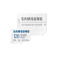   SAMSUNG Memóriakártya, EVO Plus microSDXC kártya ,128GB, UHS-1, U3, V30, A2, + SD Adapter, R160/W