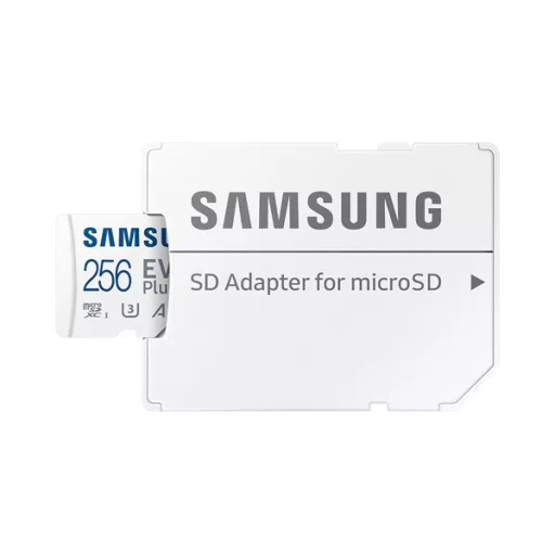 SAMSUNG Memóriakártya, EVO Plus microSD kártya (2021) 256GB, CLASS 10, UHS-1, U3, V30, A2, + Adapter, R160/W