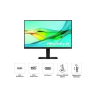   SAMSUNG IPS 100Hz monitor 32" S60UD, 2560x1440, 16:9, 350cd/m2, 5ms, HDMI/DisplayPort/3xUSB/1xUSB-C, Pivot