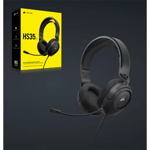 CORSAIR Vezetékes Headset, HS35 v2 Gaming, Multiplatform, carbon