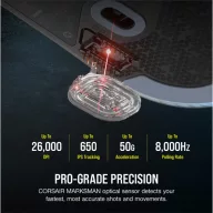   CORSAIR Vezetékes Egér Gaming, M75 RGB, Ultra-könnyű, RGB Világítás, 26000dpi, fekete