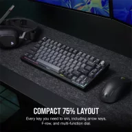   CORSAIR Vezeték Nélküli Billentyűzet Gaming, K65 PLUS 75%, Mechanikus, MLX Red switch, US, fekete