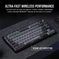   CORSAIR Vezeték Nélküli Billentyűzet Gaming, K65 PLUS 75%, Mechanikus, MLX Red switch, US, fekete