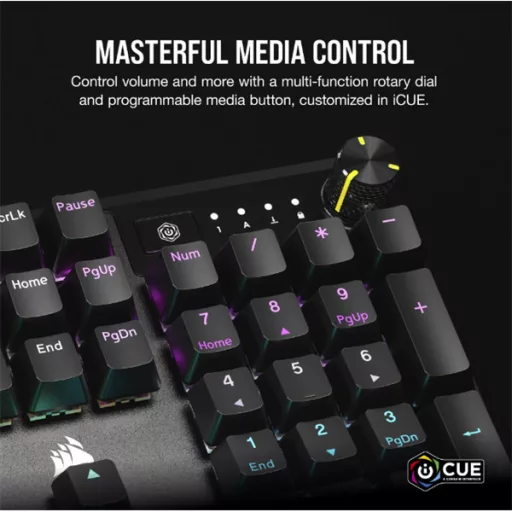 CORSAIR Vezetékes Billentyűzet Gaming, K70 CORE RGB, Mechanikus, MLX Red switch, 104 gombos, US, fekete