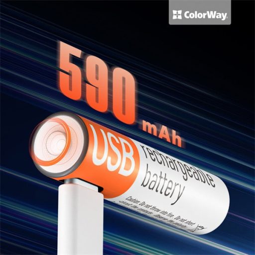 COLORWAY AAA újratölthető elem, USB-C 590 mAh 1.5B (Li-Polymer) (2pc.)
