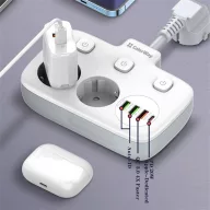   COLORWAY Hálózati elosztó, CW-CHE24PDW, 2 dugalj, 3xUSB-A, 1xUSB-C 2m, fekete