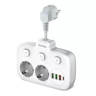   COLORWAY Hálózati elosztó, CW-CHE24PDW, 2 dugalj, 3xUSB-A, 1xUSB-C 2m, fekete