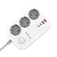   COLORWAY Hálózati elosztó, CW-CHE34PDW, 3 dugalj, 4xUSB (2xUSB-A, 2XTYPE-C) GaN3 Pro PD 2m, 65W, fekete
