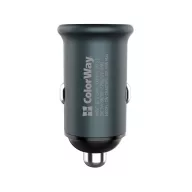   COLORWAY Autós töltő, CW-CHA028PD-GR, 1USB (Power Delivery Port USB Type-C (20W) szürke