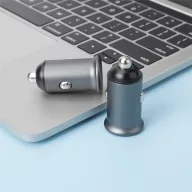  COLORWAY Autós töltő, CW-CHA029PD-GR, 2xUSB (Type-C PD20W + USB QC3.0 ) (38W) szürke