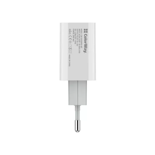 COLORWAY USB töltő adapter, Power Delivery Port USB Type-C 20W V2 fehér (CW-CHS026PD-WT)