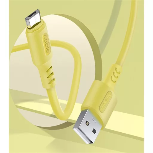 COLORWAY Kábel, USB - MicroUSB (soft silicone) 2.4A 1m sárga