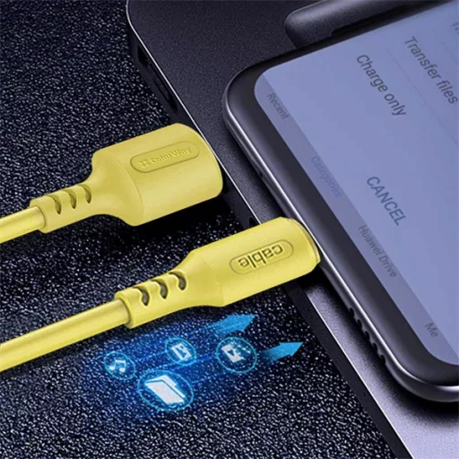 COLORWAY Kábel, USB - MicroUSB (soft silicone) 2.4A 1m sárga